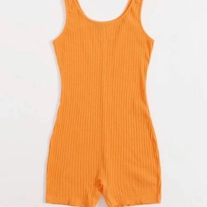 Scoop neck orange romper